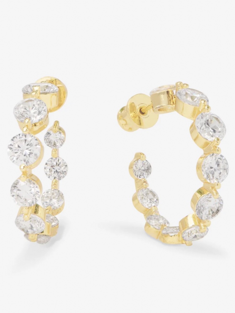 Melinda Maria She's An Icon 1" Hoop Earrings Gold/White Diamondettes
